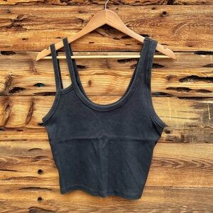 ABERCROMBIE & FITCH | Soft A&F Essentials Black Ribbed Cropped Tank Top XL